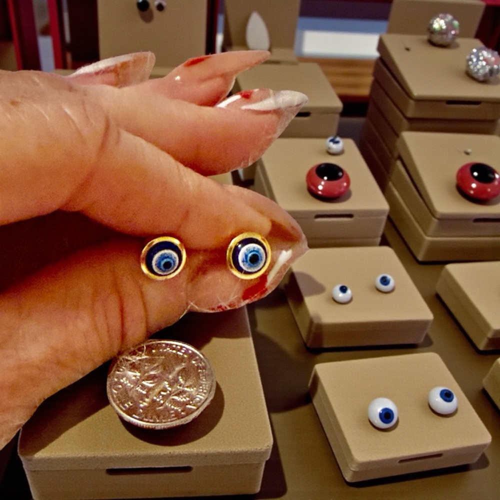 Blue Evil Eye Stud Earrings